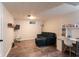 Finished basement with sectional sofa, workspace, and ample storage at 2355 W State Road 234, Fortville, IN 46040