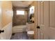 Updated bathroom with a new vanity and tile shower at 2355 W State Road 234, Fortville, IN 46040
