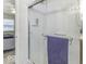 Updated shower with glass enclosure and grab bar at 8520 Bison Woods Ct, Indianapolis, IN 46227