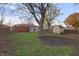 Backyard view showcasing a large tree, shed, and home at 3745 N Kercheval Dr, Indianapolis, IN 46226