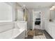 Bathroom with soaking tub, walk in shower, and double vanity at 10797 Walden Ln, Brownsburg, IN 46112