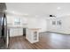 Modern kitchen with island and stainless steel appliances at 1432 Coen Ct, Columbus, IN 47201