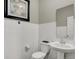 Small bathroom with white subway tiles and pedestal sink at 1829 Grand Vista Blvd, Greenwood, IN 46143