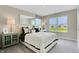 Bedroom with a queen bed, window, and a green nightstand at 1841 Grand Vista Blvd, Greenwood, IN 46143