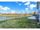 Private backyard with patio, pond view, and fenced yard at 7779 Blue Jay Way, Zionsville, IN 46077