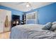 Blue bedroom with a double bed and plenty of closet space at 6120 E Southport E Rd, Indianapolis, IN 46237