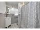 Clean bathroom with corner sink and walk-in shower at 80 S Mickley Ave, Indianapolis, IN 46241