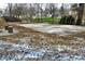 Partially snow covered backyard with leaf covered ground and stumps at 11365 W State Road 142, Martinsville, IN 46151