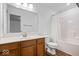 Bathroom with a shower/tub combo and double vanity at 6005 S Darlington Rd, Jamestown, IN 46147