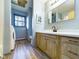 Modern bathroom with light wood vanity, a toilet, and a shower at 2879 S 380 E, Anderson, IN 46017