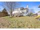 Elevated view of backyard, playset, deck, two-story home at 17849 Grassy Knoll Dr, Westfield, IN 46074