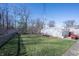 Landscaped backyard with greenhouse and wooden fence at 6520 Cricklewood Rd, Indianapolis, IN 46220