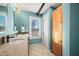 Bathroom with dual vanity, good storage and natural light at 9454 Raintree S Dr, Columbus, IN 47201