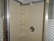 Clean shower stall with multiple shelves for toiletries at 443 N Centennial St, Indianapolis, IN 46222