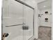 Walk-in shower with glass enclosure and closet access at 3703 Sunset Ridge Dr, Franklin, IN 46131