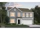 Two-story home with gray siding, white trim, and a two-car garage at dusk at 3912 Highcrest Rd, Indianapolis, IN 46239