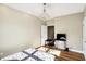 Bedroom with hardwood floors, a desk and a chandelier at 11262 N Everett Rd, Monrovia, IN 46157