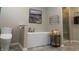 Elegant bathroom featuring a soaking tub and walk-in shower at 1372 N Stoney Brook, Greenfield, IN 46140