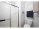 Small bathroom with shower and toilet at 9415 Thornwood Dr, Indianapolis, IN 46250