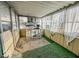 Sunroom with stone fireplace and artificial turf flooring at 2118 N Dexter St, Indianapolis, IN 46202