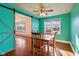 Bright dining area with hardwood floors and barn doors at 29219 N State Road 19 N, Atlanta, IN 46031