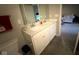 Double vanity bathroom with modern white cabinets at 20176 Fenside Xing, Westfield, IN 46074