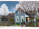 Charming blue house with flower garden and wooden fence at 410 Terrace Ave, Indianapolis, IN 46225