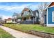 Cute bungalow-style home with a gray exterior, wood accents, and a spacious front yard at 527 N Hamilton Ave, Indianapolis, IN 46201