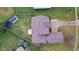 Aerial view of house and backyard with shed and trampoline at 845 Harvest Lake Dr, Brownsburg, IN 46112