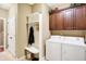 Convenient laundry room with built-in storage and counter space at 3275 Eaton Mews Ct, Greenwood, IN 46143