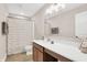 Clean bathroom, featuring a vanity and shower at 1014 Stonehaven Dr, Indianapolis, IN 46239