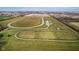 Aerial view of horse training track, paddocks, and outbuilding at 432 500 N, Anderson, IN 46012