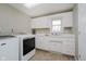 Laundry room equipped with washer, dryer, sink, and ample cabinetry at 432 500 N, Anderson, IN 46012