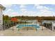 Scenic view of the backyard pool from an upper balcony, overlooking the lake at 8804 Waterside Dr, Indianapolis, IN 46278