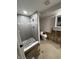 Basement bathroom with a new shower and toilet; some areas are under construction at 3919 E 34Th St, Indianapolis, IN 46218