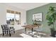 Bright home office features a wood desk, large window, and an accent wall at 1867 Vista Ridge Dr, Greenwood, IN 46143