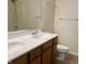 Bathroom featuring double sinks, wooden vanity, and tiled flooring at 8428 Gates Corner Dr, Camby, IN 46113