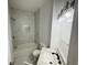 Clean bathroom, marble tile shower and vanity at 2342 Hoyt Ave, Indianapolis, IN 46203