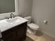 Bathroom with marble vanity and modern fixtures at 11224 Fall Dr, Indianapolis, IN 46229