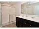 Bathroom with double vanity and large shower at 6329 Basden Dr, Indianapolis, IN 46221