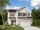 Two-story house with beige siding, dark gray shutters, and a white garage door at 1837 James Pierce Dr, Shelbyville, IN 46176