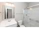 Clean bathroom with shower and white vanity at 2400 Oakmont Dr, Plainfield, IN 46168