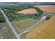 Aerial view showing house and expansive land at 7955 W 400 N, Boggstown, IN 46110