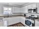 Modern kitchen with white cabinets and stainless steel appliances at 2034 Buckthorn Dr, Columbus, IN 47201
