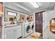 Basement laundry room with washer, dryer, and granite countertop at 2222 E 75Th St, Indianapolis, IN 46240