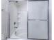 Clean bathroom with a shower/tub combo and sliding glass door at 2539 Shadowbrook Trce, Greenwood, IN 46143