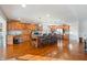 Large kitchen with island, granite countertops, and wood cabinets at 5101 W Quincy Ct, Columbus, IN 47203