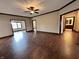 Spacious living room with hardwood floors and ceiling fan at 5375 E Commons West Dr, Mooresville, IN 46158