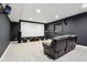 Basement home theater with large projection screen and seating at 5930 Crowley Pkwy, Whitestown, IN 46075