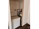 Utility closet with water heater and small freezer at 8434 Meadowlark Dr, Indianapolis, IN 46226